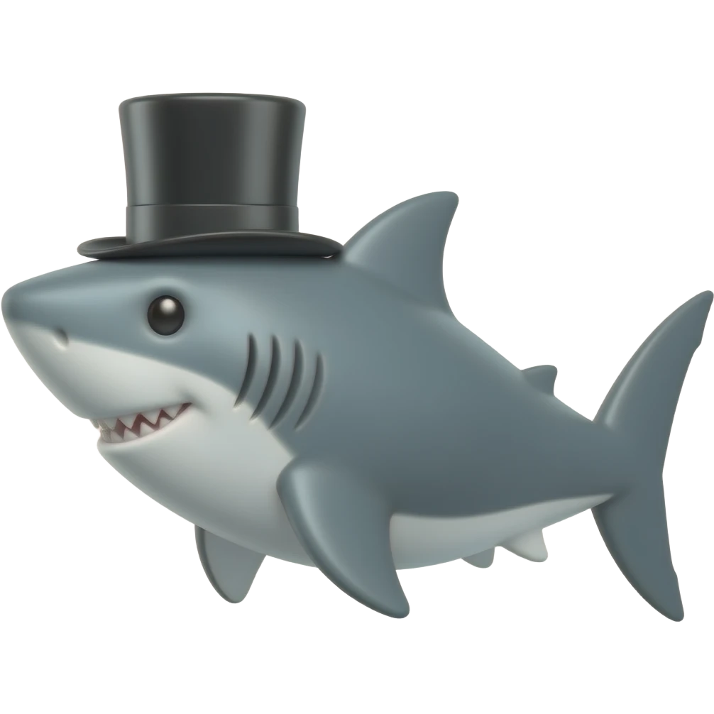 Shark with a top hat emoji