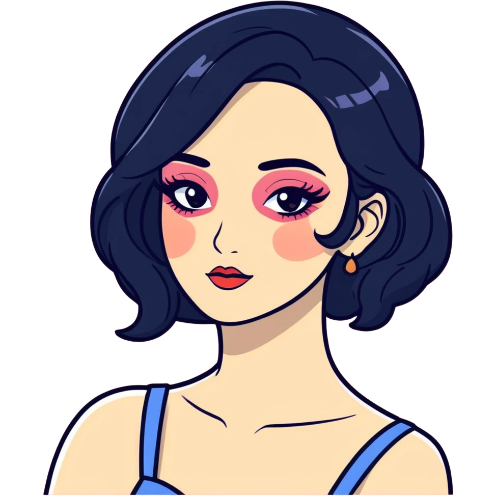 Sexy Black haired woman with fancy makeup emoji