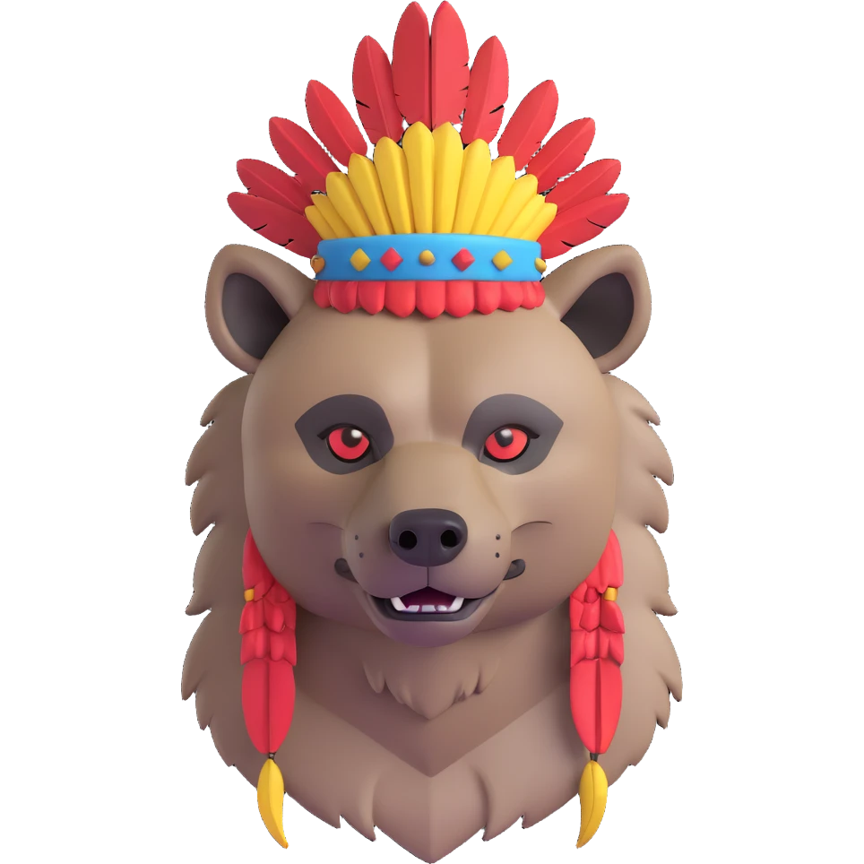 A native strong buff hyena with war bonnet  emoji