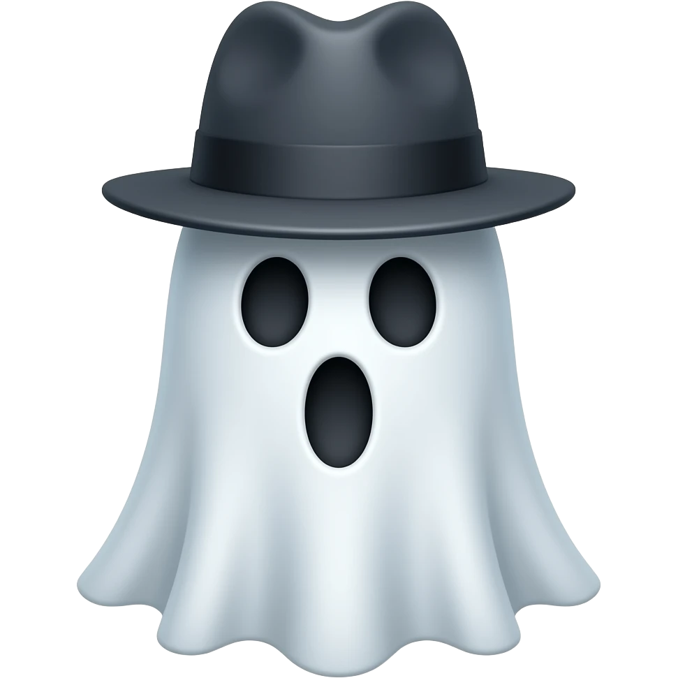 Ghost wearing a hat to pretending as a human emoji