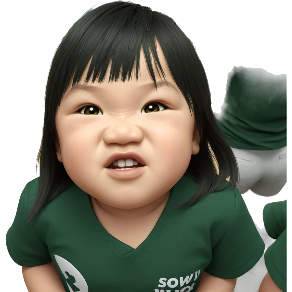 girls posing in green shirts emoji