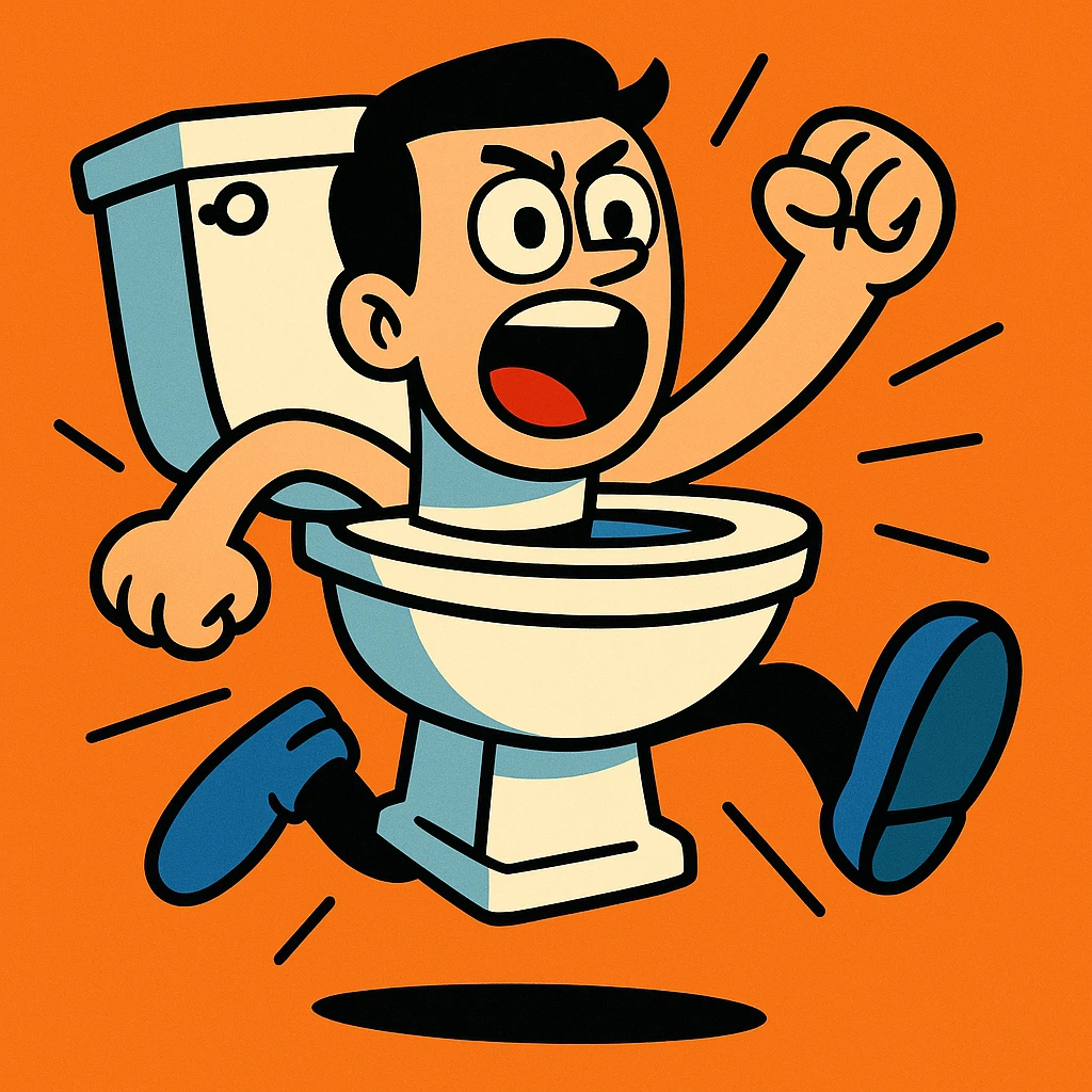 Skibidi Toilet character, energetic, cartoon style emoji