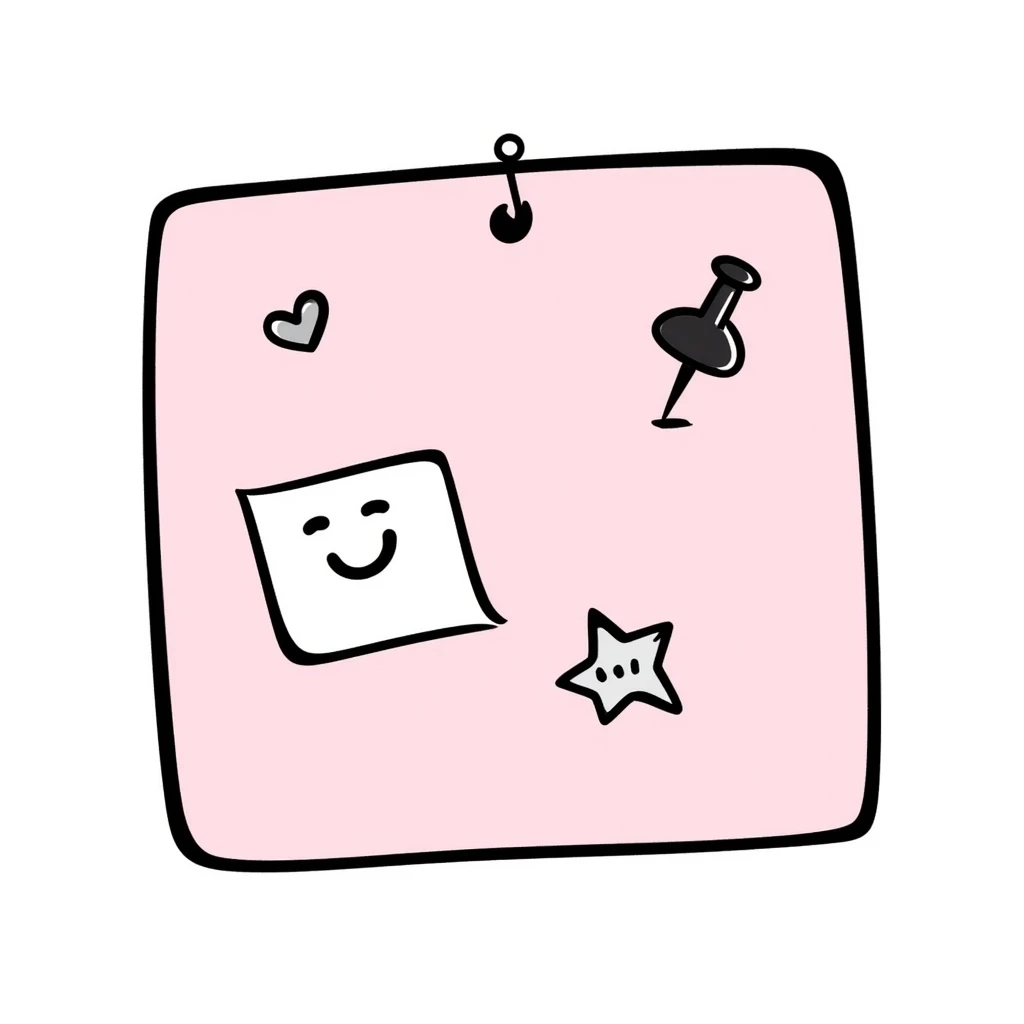 pink pin board hand-drawn doodle style emoji