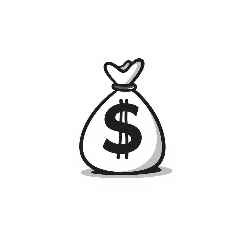 money, bag with a dollar sign, doodle style emoji
