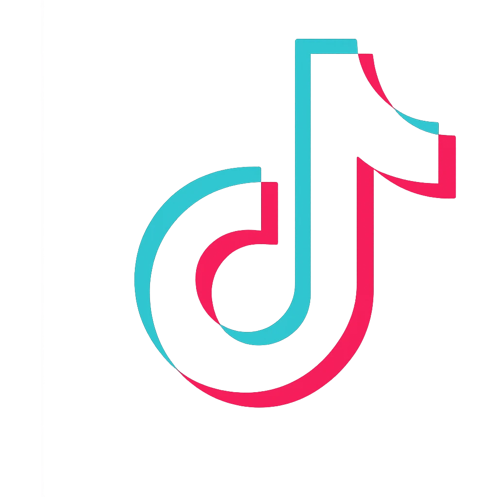 true-to-life 2D TikTok logo, official design, TikTok's color palette black, white, cyan, pink, transparent background, no modifications, for Discord role icon emoji