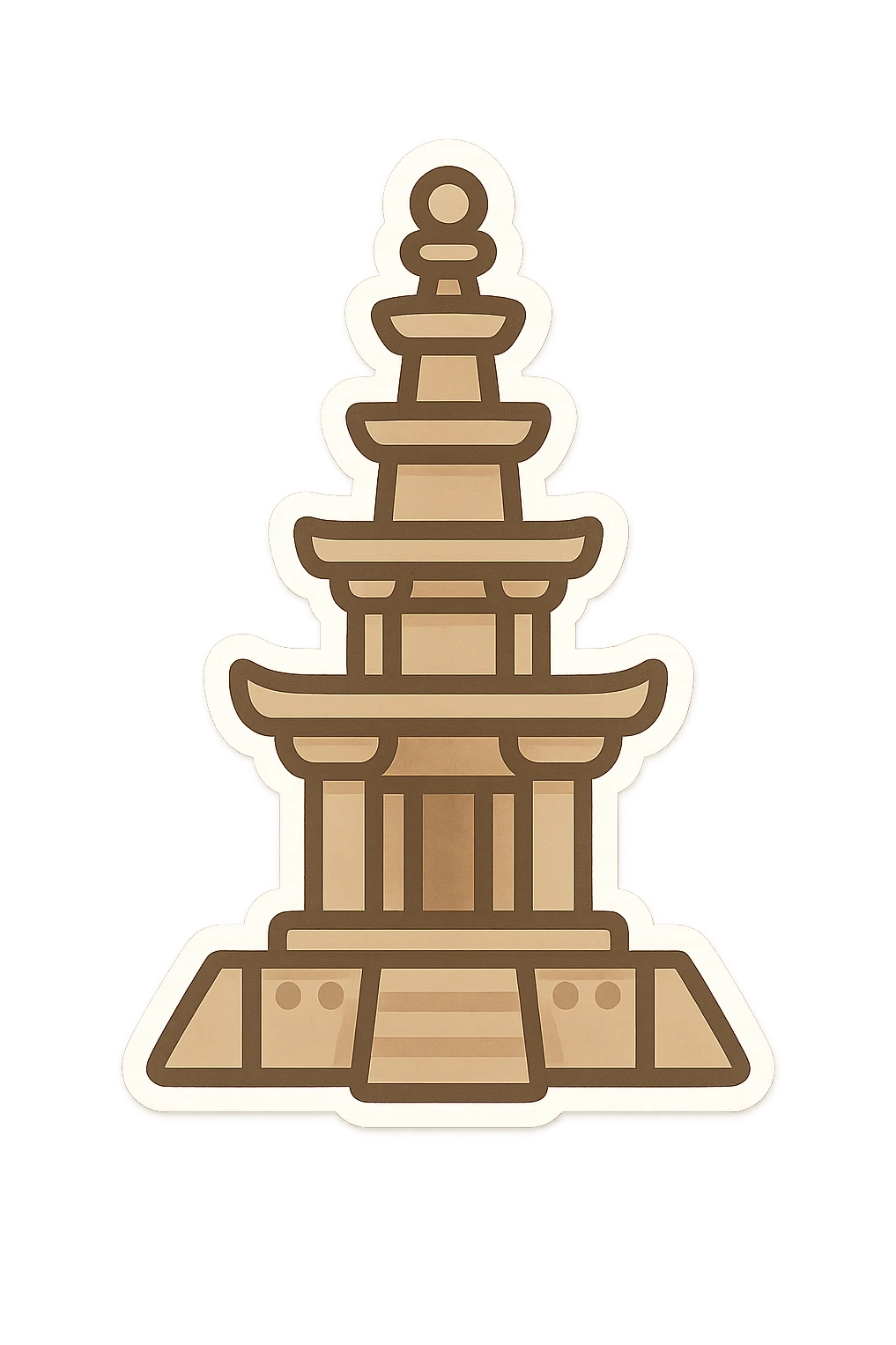 simplified front view emoji of Dabotap pagoda, stacked tiers and square base, slightly visible delicate decorations, minimal and cute style emoji