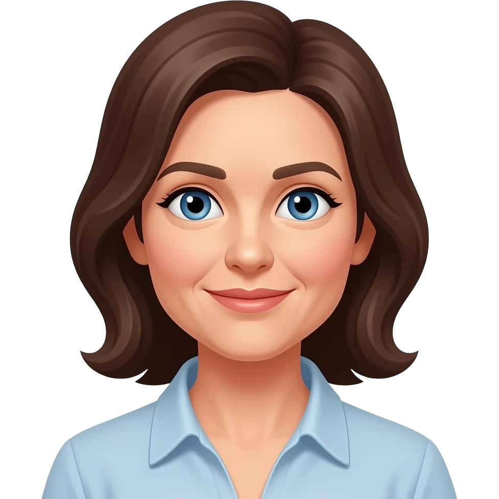 Beautiful Blue eyed brunette 50 years old emoji