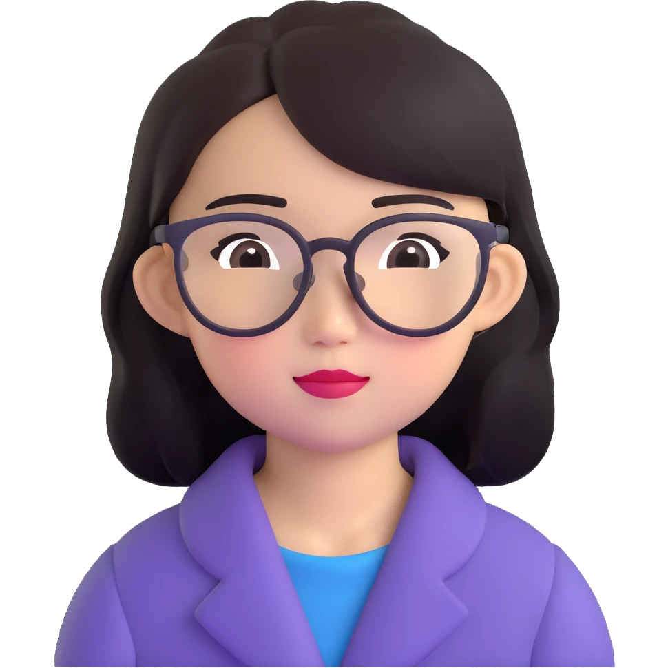 asian girl with clear glasses emoji