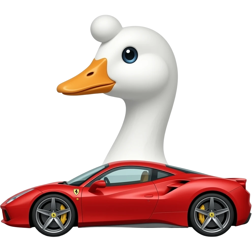 um ganso em cima de uma ferrari emoji