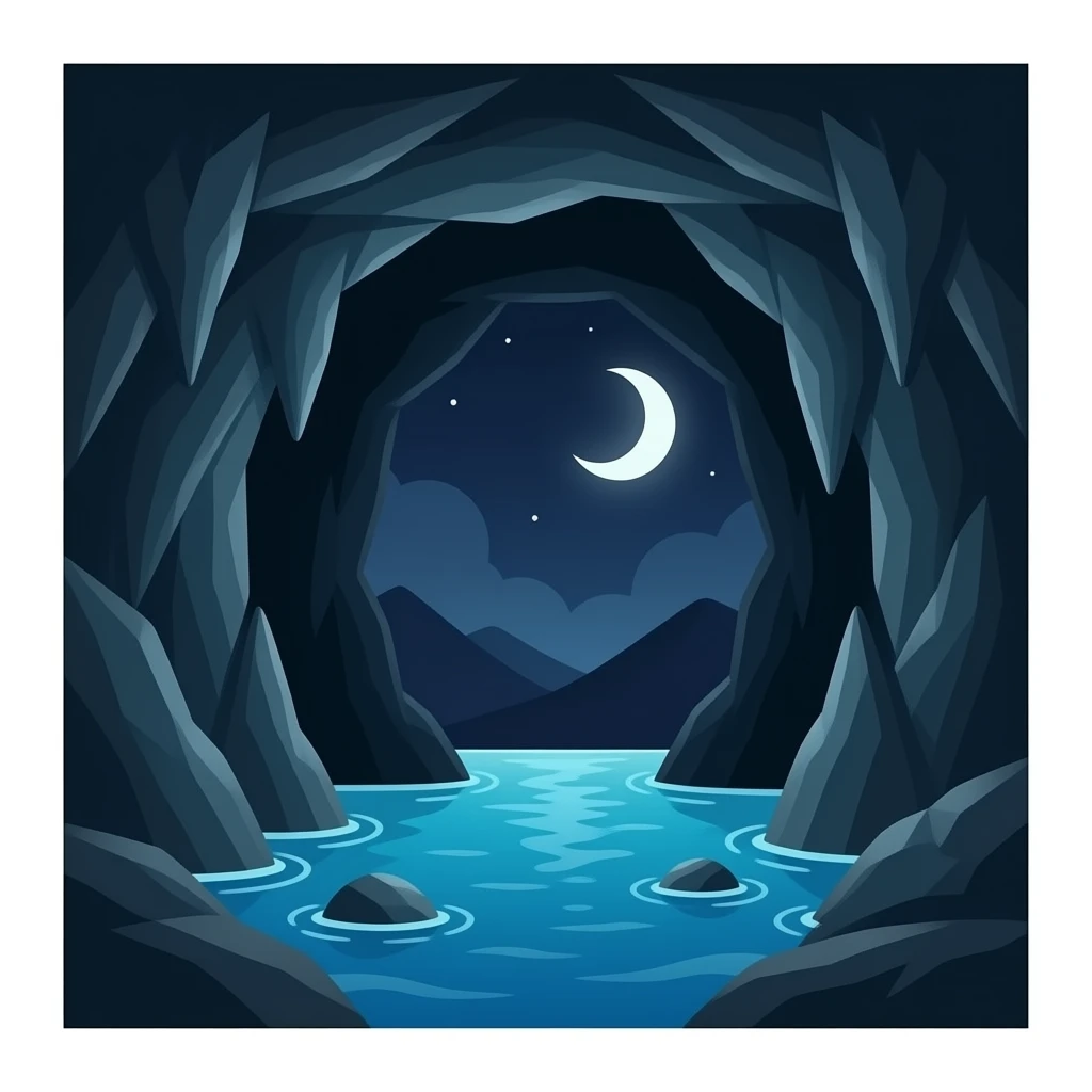 une grotte très sombre il y a pas d'eau emoji