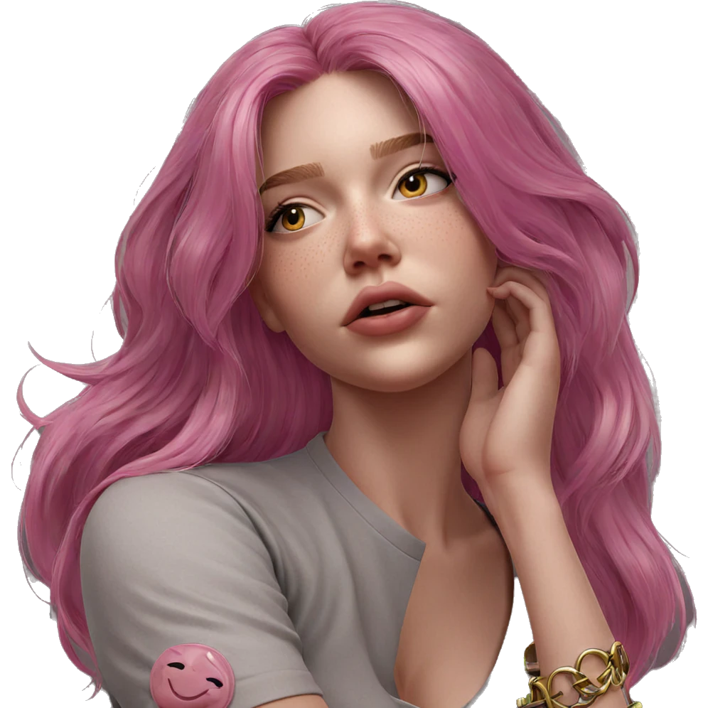 realistic pink haired girl emoji