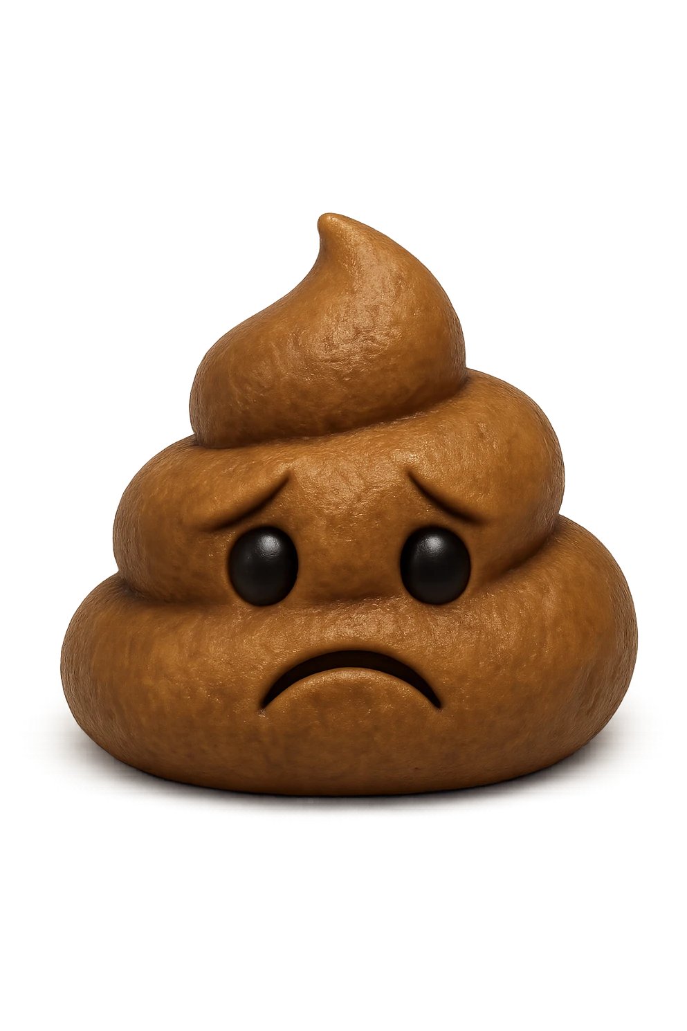 EMOJI STILE IPHONE 3D DI UNA MONTAGNETTA DI FECI A PALLINE CON ESPRESSIONE TRISTE, IPERREALISTICO 4K emoji