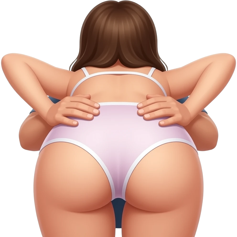 woman bent over  showing her ass in panty with a man behind her holding her hips with his two hands on both side facing away from the viewer emoji