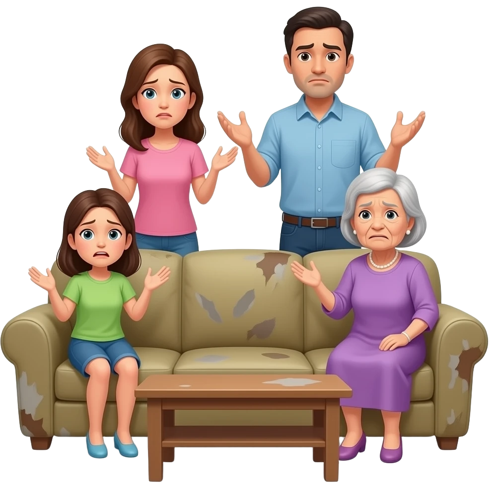 Ambiente familiar(dos hijas, la madre y el padre y la abuela) deteriorado, desgaste emocional, y desacuerdo sobre ingresar a la suegra en residencia. emoji