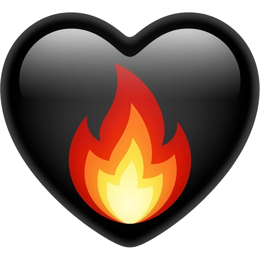Black heart with bigger high Redfire emoji