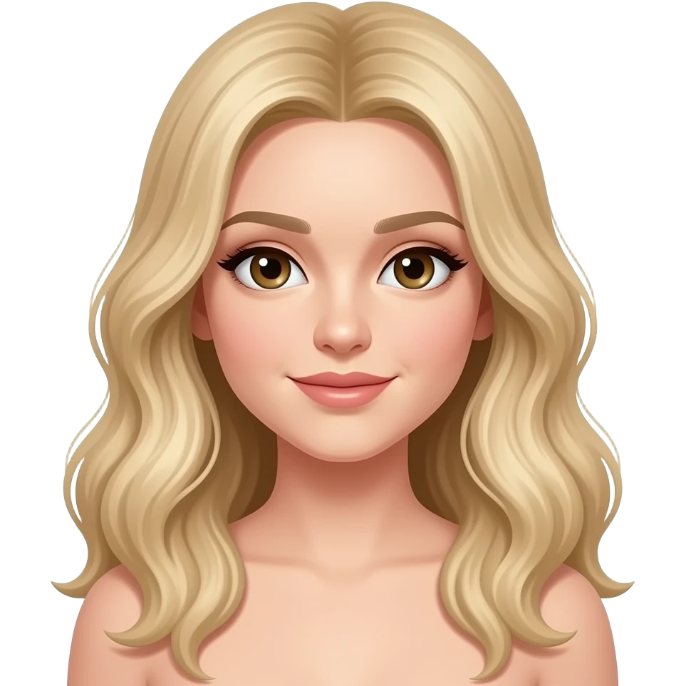 Long wavy Blonde hair dark brown eyes pale skin emoji
