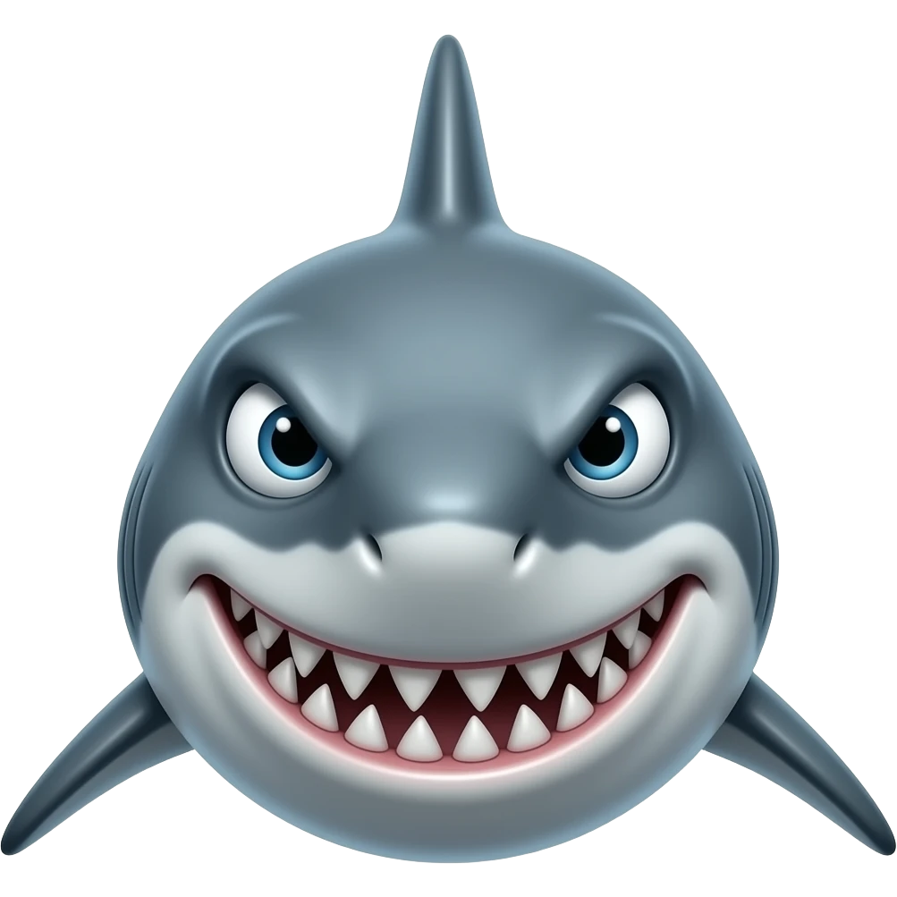 Tubarao agressivo,n tao animado de frente com emoji