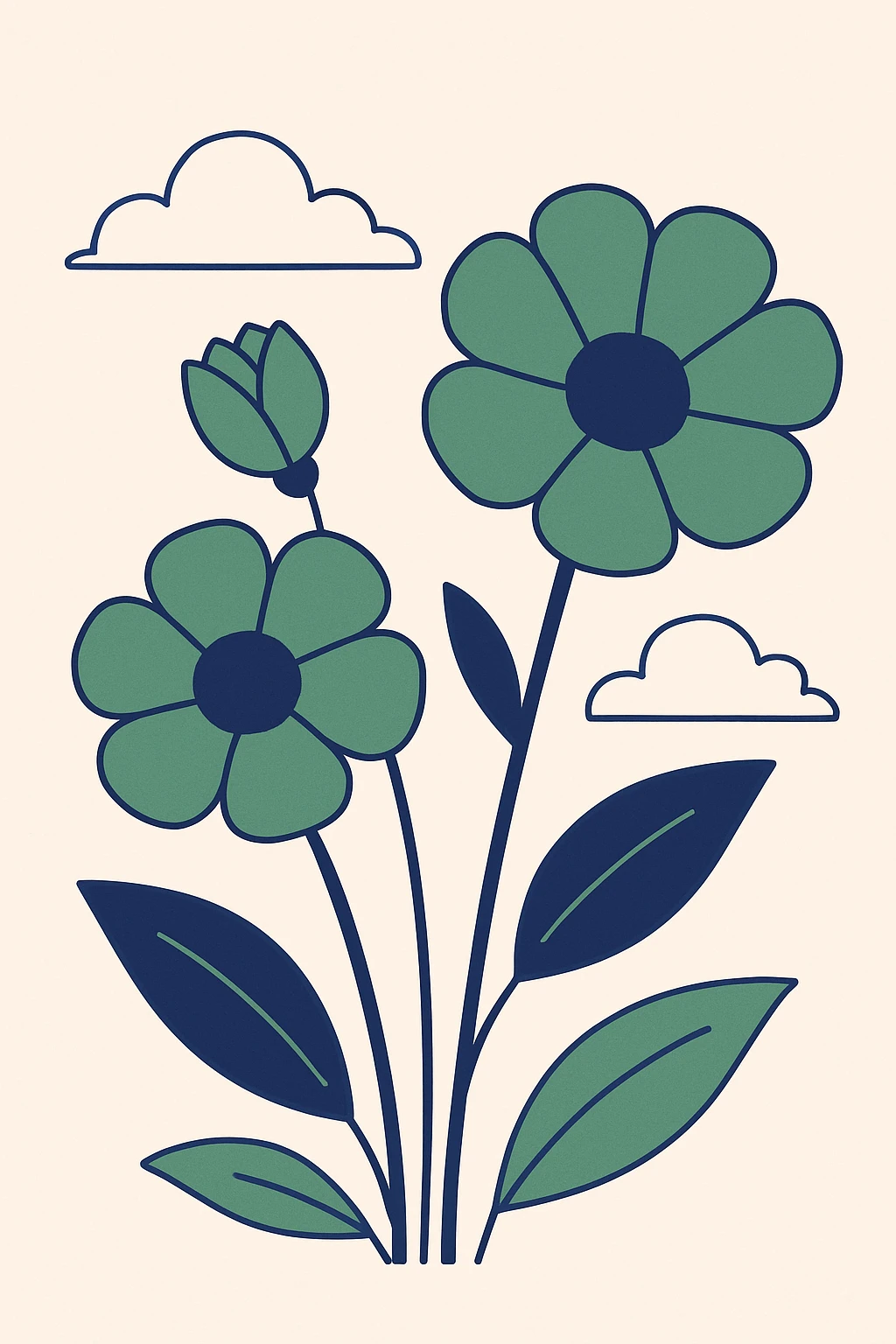 green flowers in modern flat style emoji