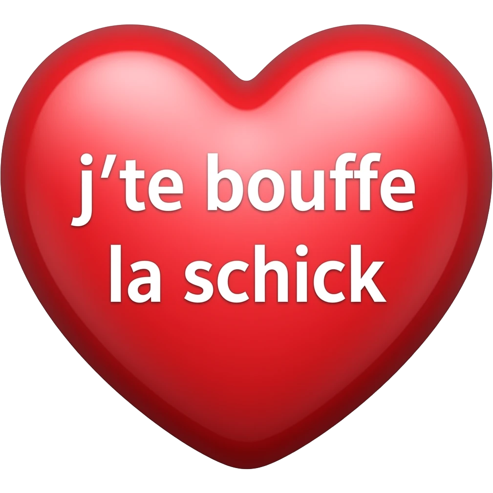 En changeant la police Un cœur avec écrit « j’te bouffe la schneck » à l’intérieur le plus réaliste emoji