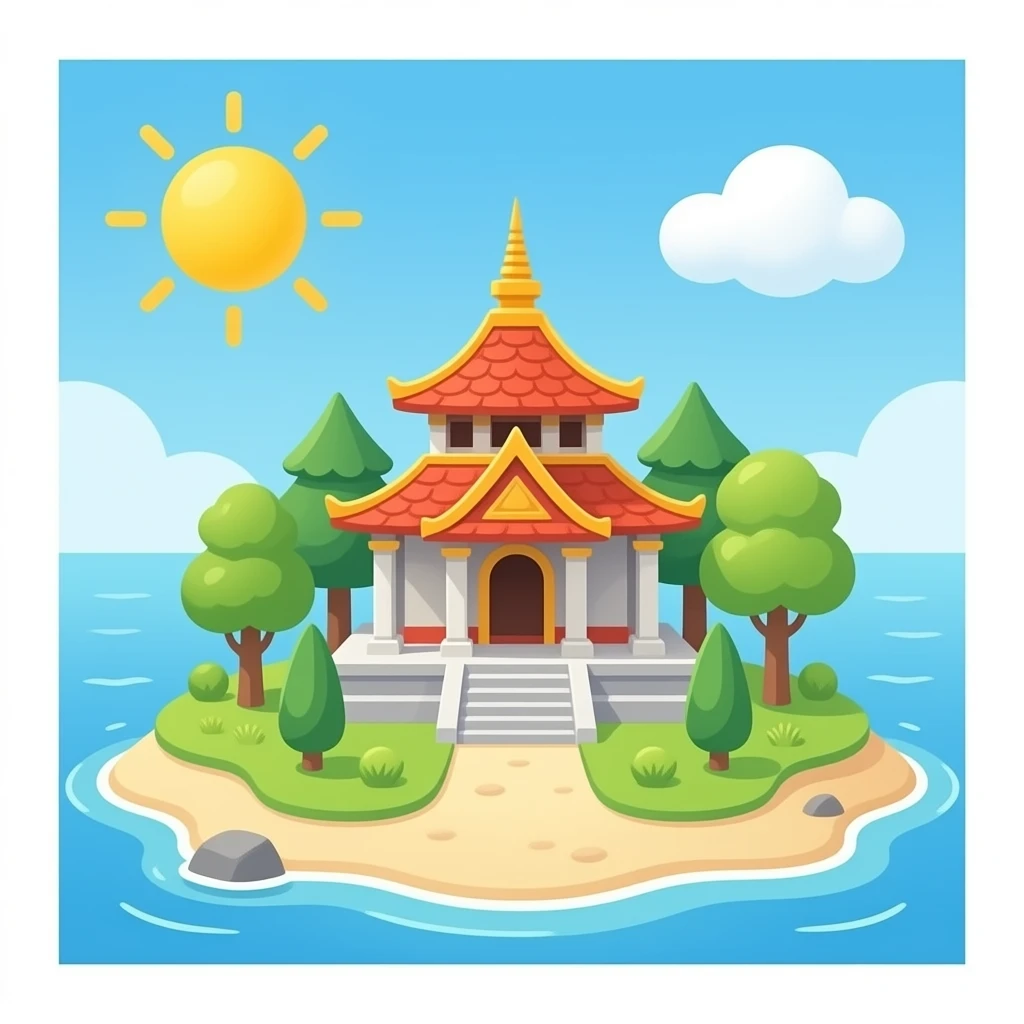 in island with a temple on it emoji