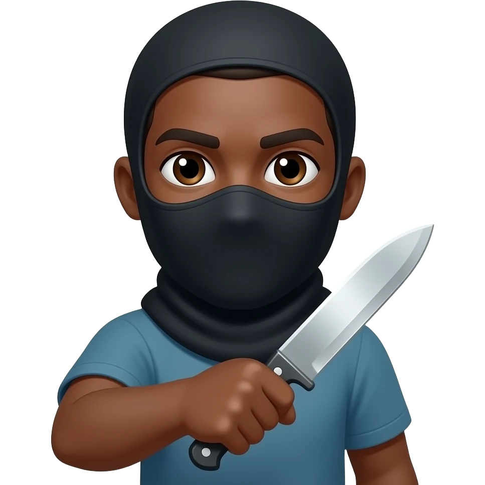 Brown Man wearing balaclava with knife emoji