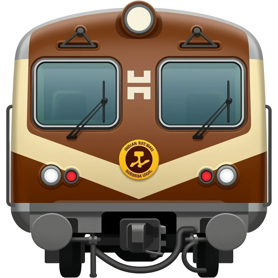 mumbai cst classic emu suburban local train brown and cream face indian railways emoji