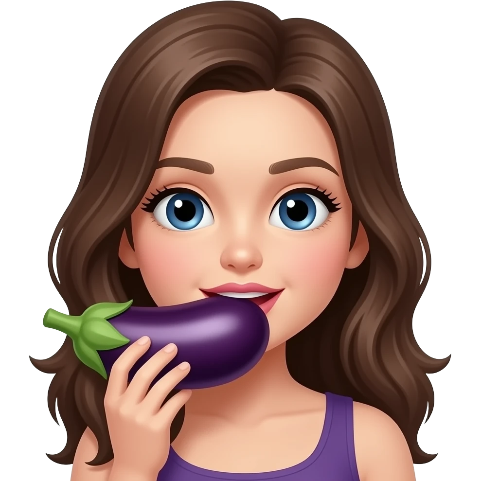 Girl licking eggplant emoji