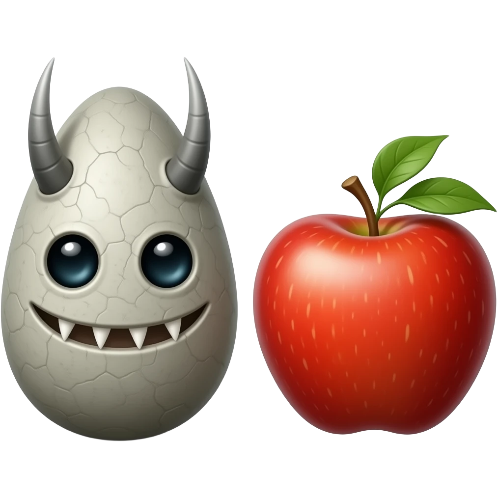 Gargoyled egg and an apple emoji