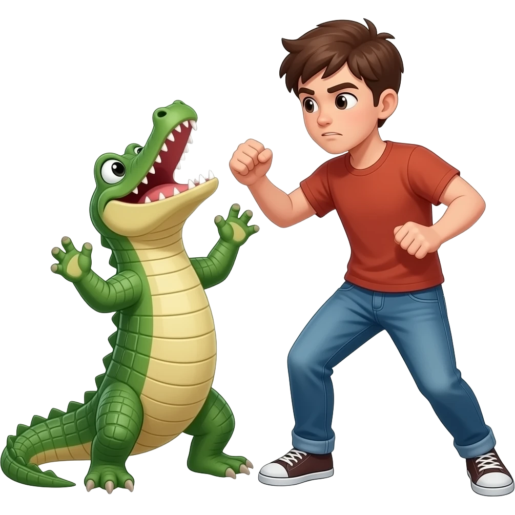 teenager fighting an alligator emoji