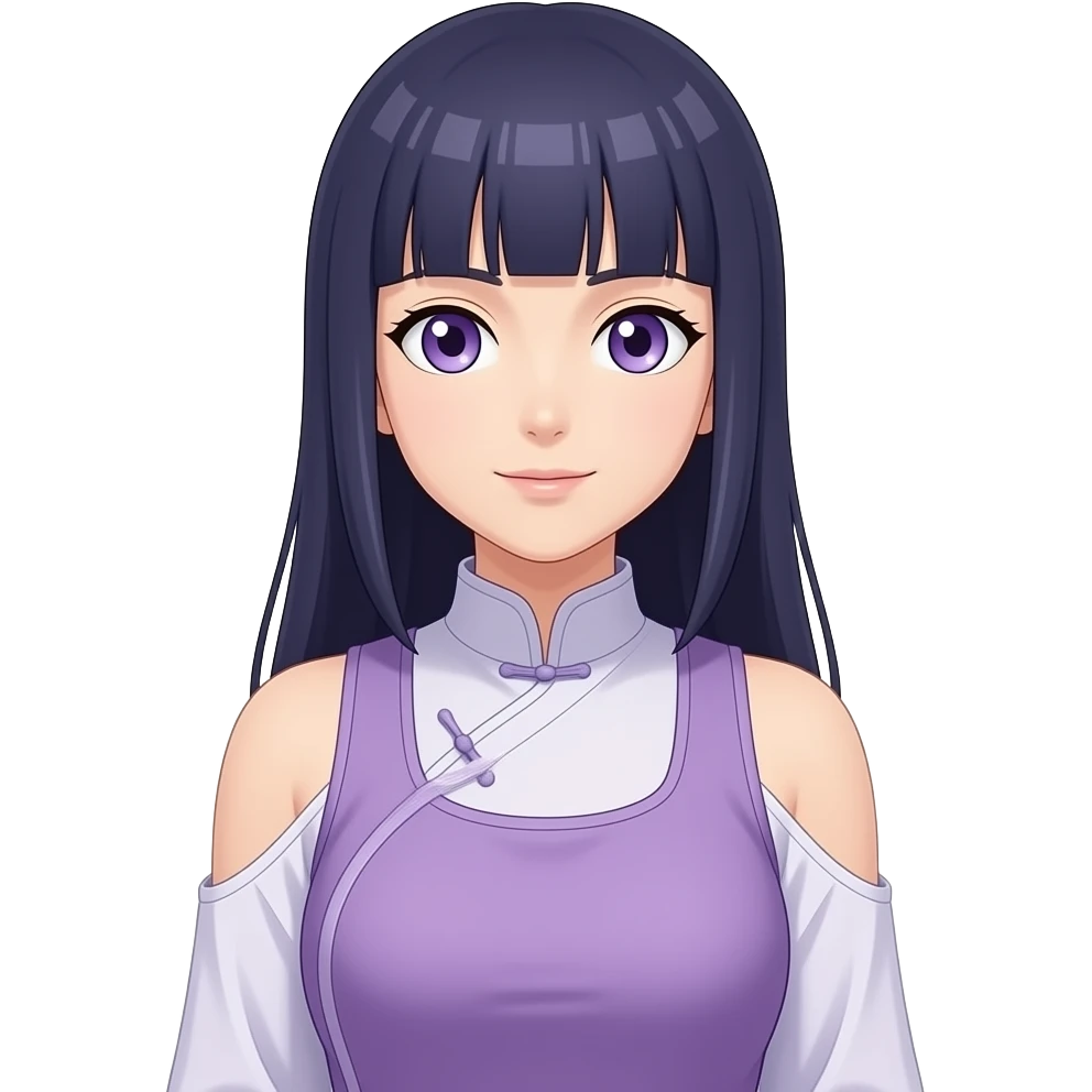 Hinata hyuga lila göz lila kıyafet açık lila kapalı kol kıyafet emoji