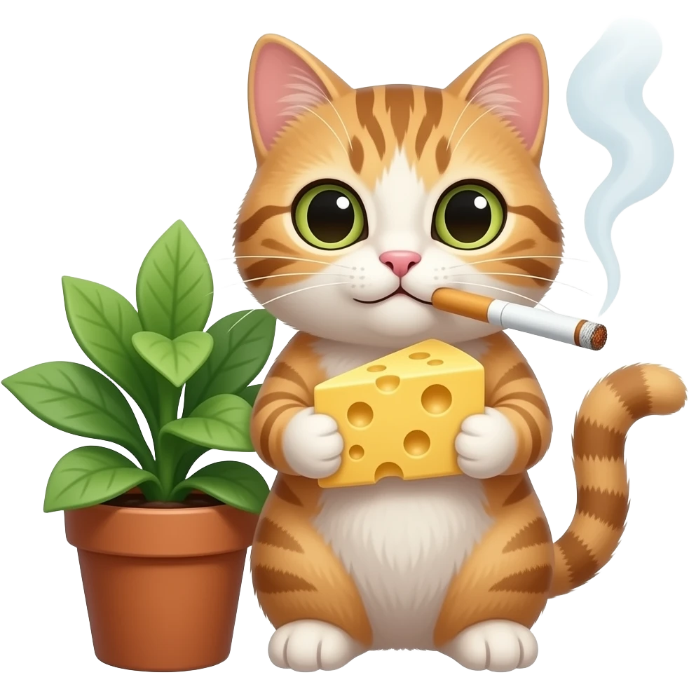 A emoji cat like these from tiktok with these 🧀🪴🚬 emoji