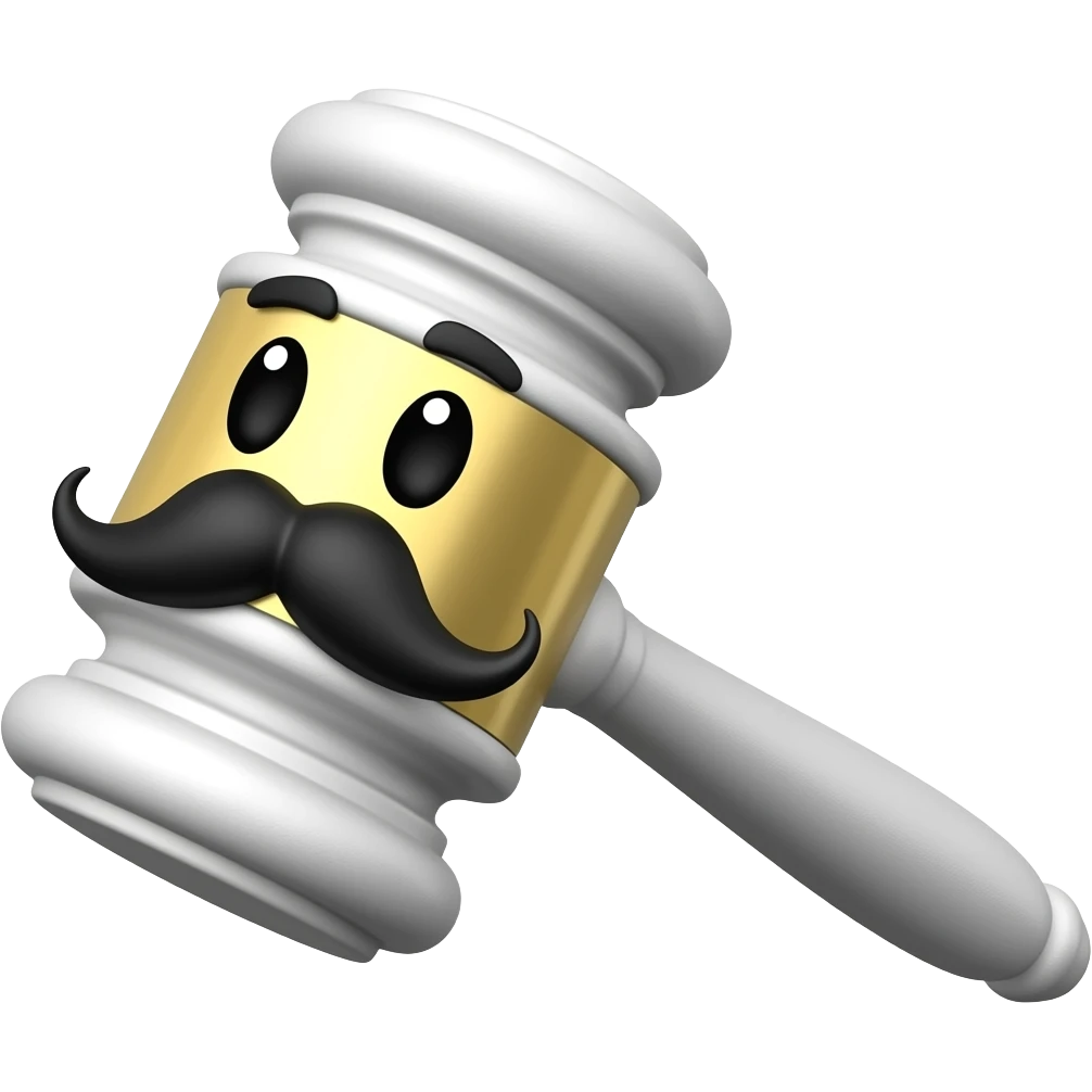 white court hammer with eyes and mostache japan emoji