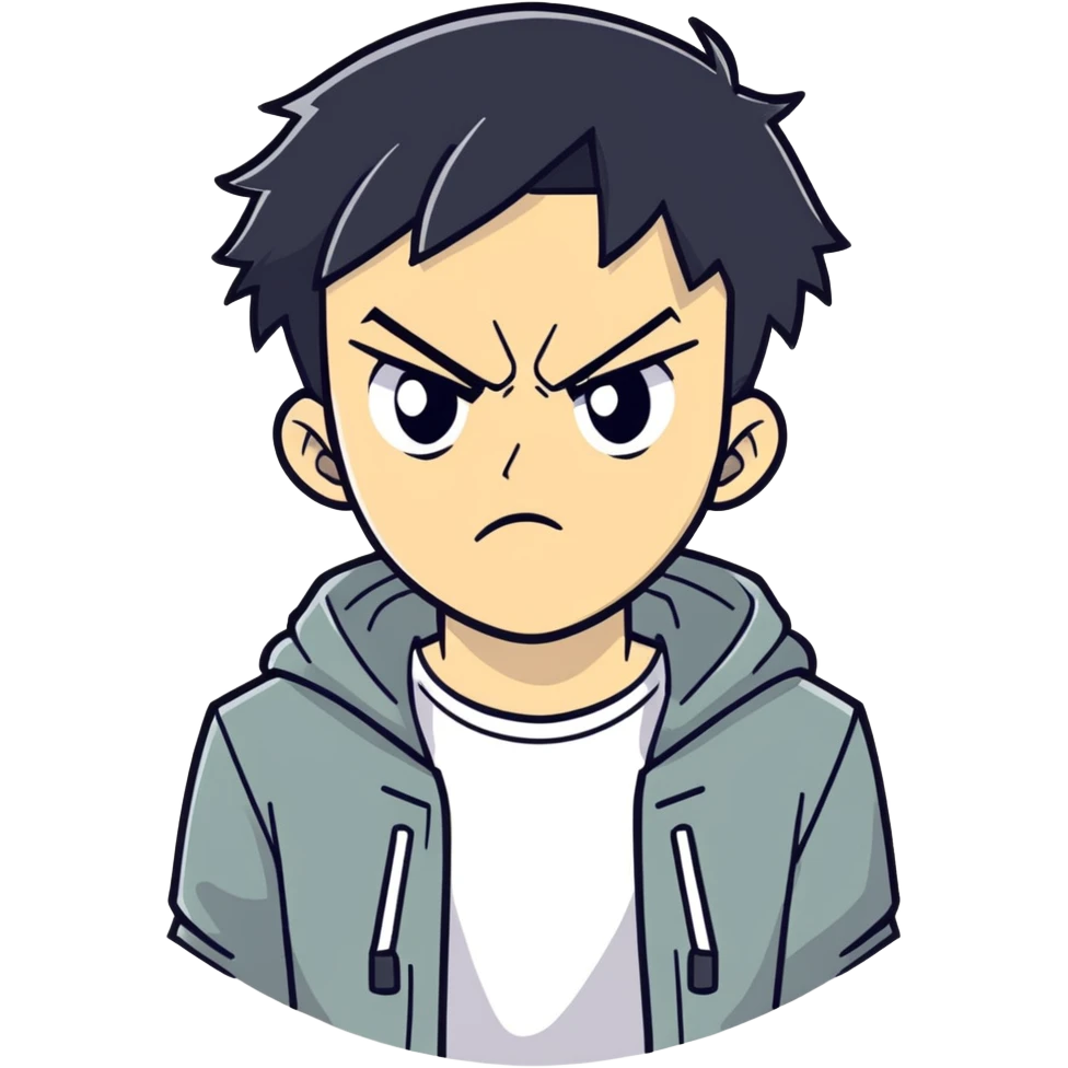 Chico de cabello negro enojado emoji