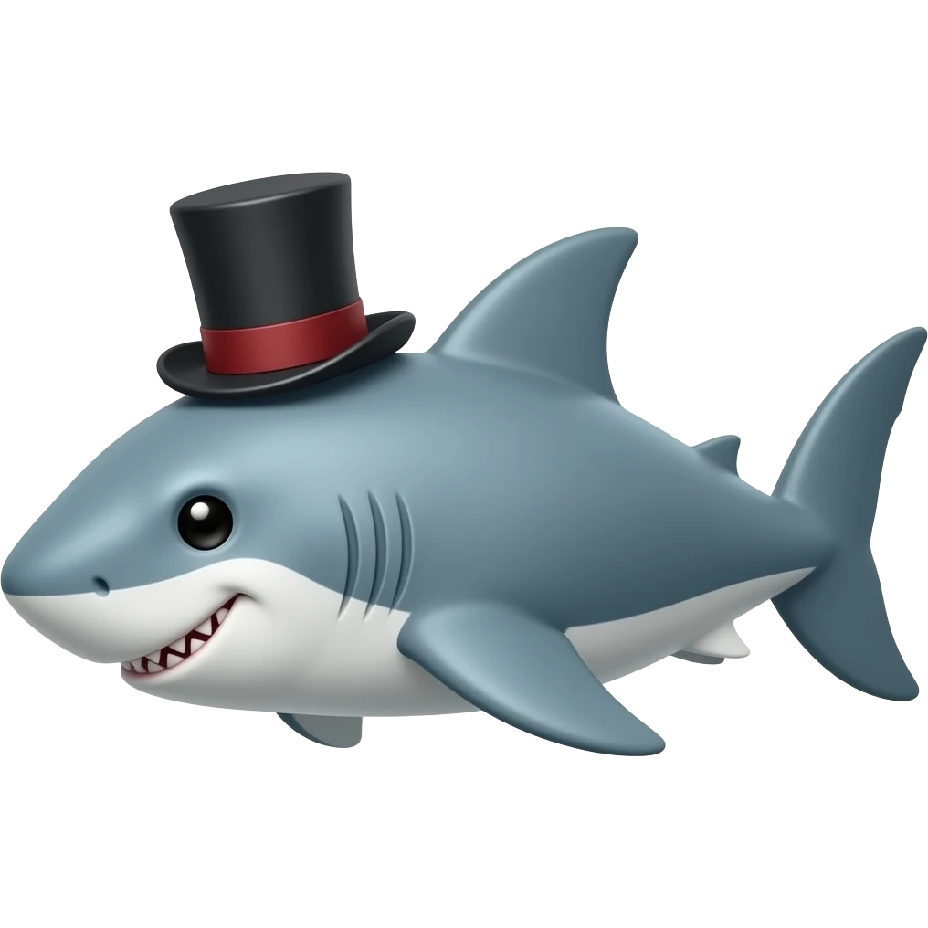 Shark with a top hat emoji