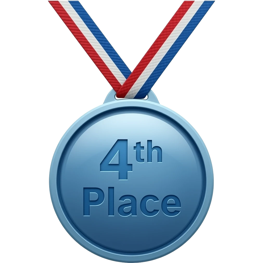 medal for 4th place. Make ik blue with a red white and blue cord emoji