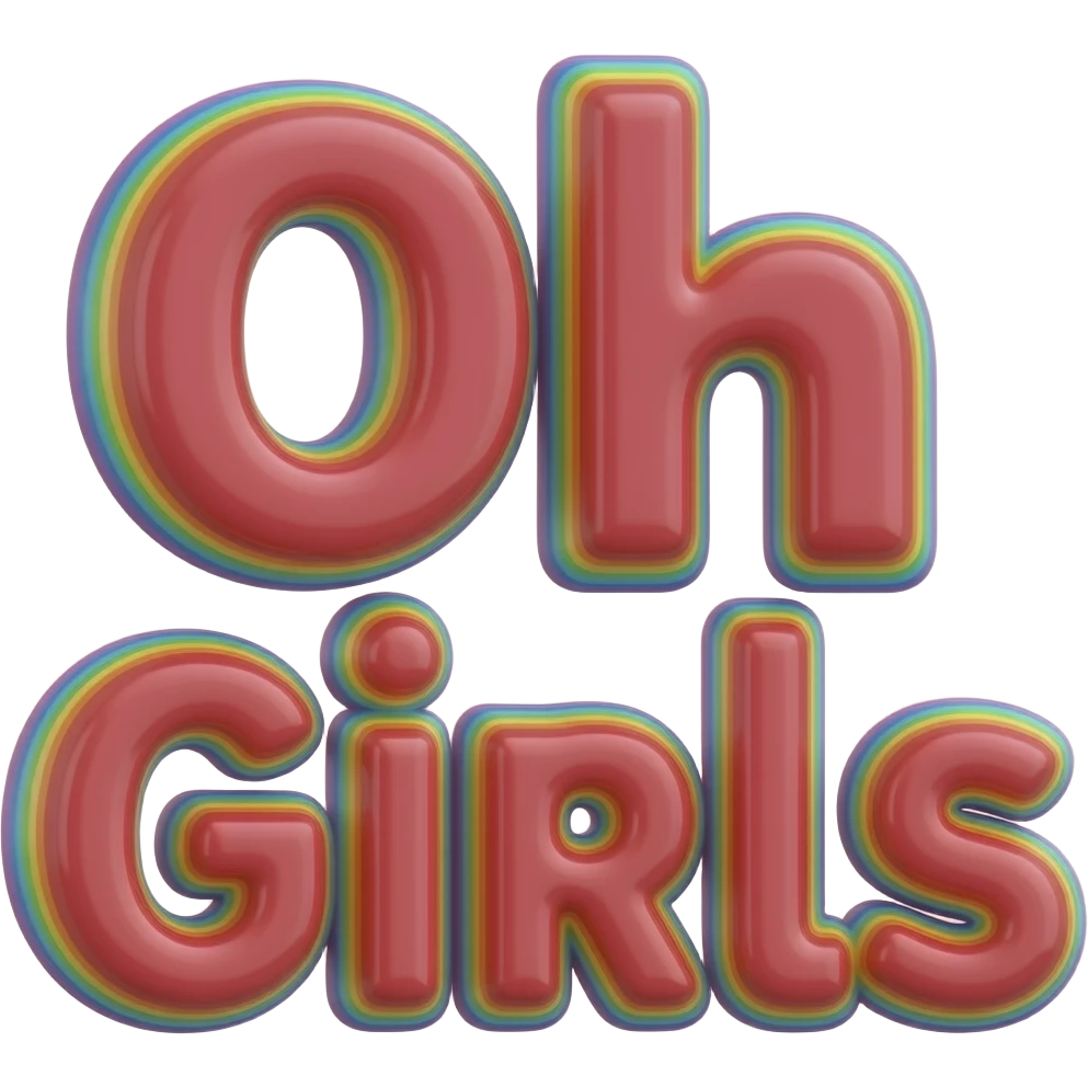 name "Girls" in raspberry red 3D style typography lettering, each color of the rainbow as a border outlined around each letter, isolated, 3d rendering, no emoji icons no emoji faces and must have no human figures emoji