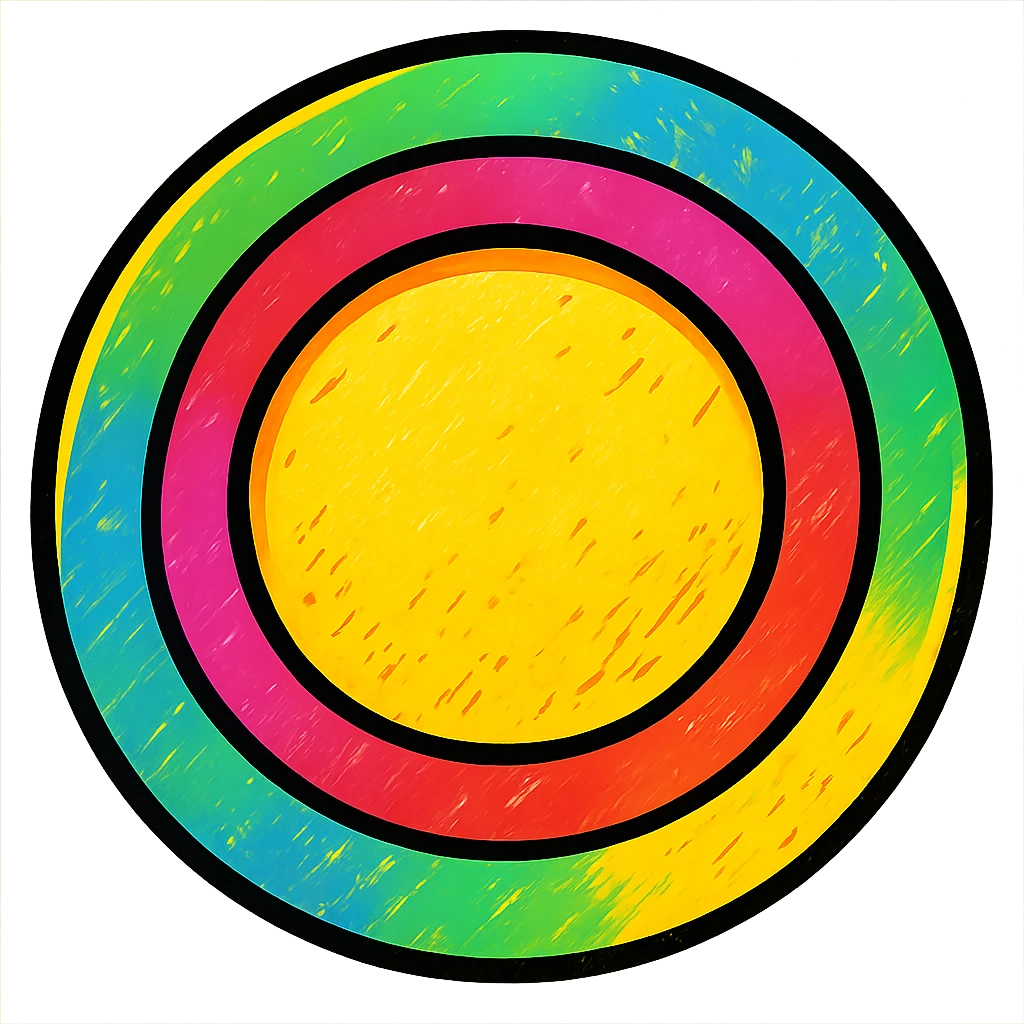 Make the empty plate colorful using a rainbow palette, keep the plate empty, vibrant and cheerful. emoji