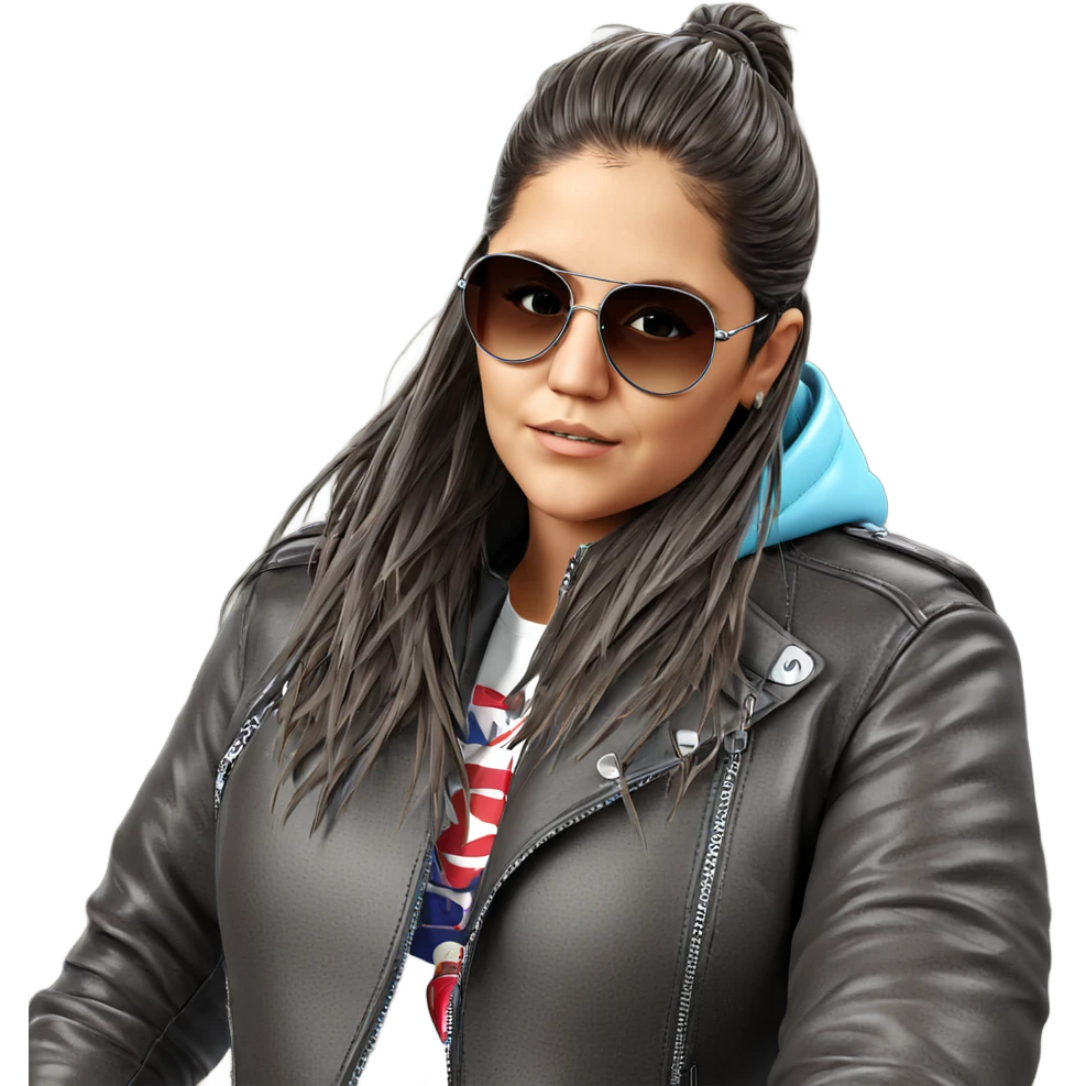 girl in leather jacket sunglasses emoji