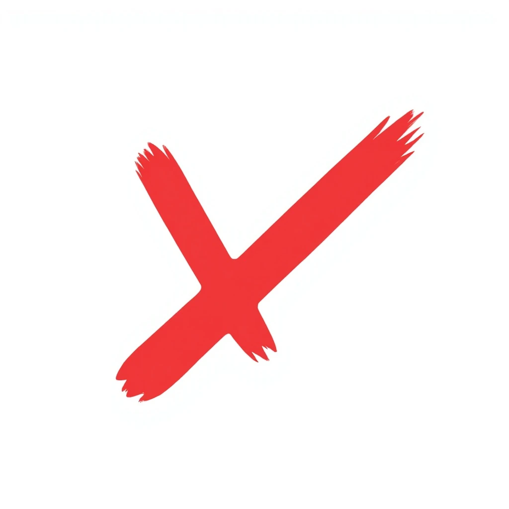 red checkmark as a 'yes' marker for text, large torn brush strokes, eastern calligraphy style, red color, no background, 512x512px emoji