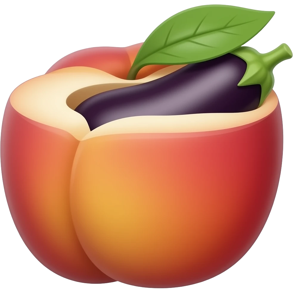 Eggplant on the outside of peach emoji