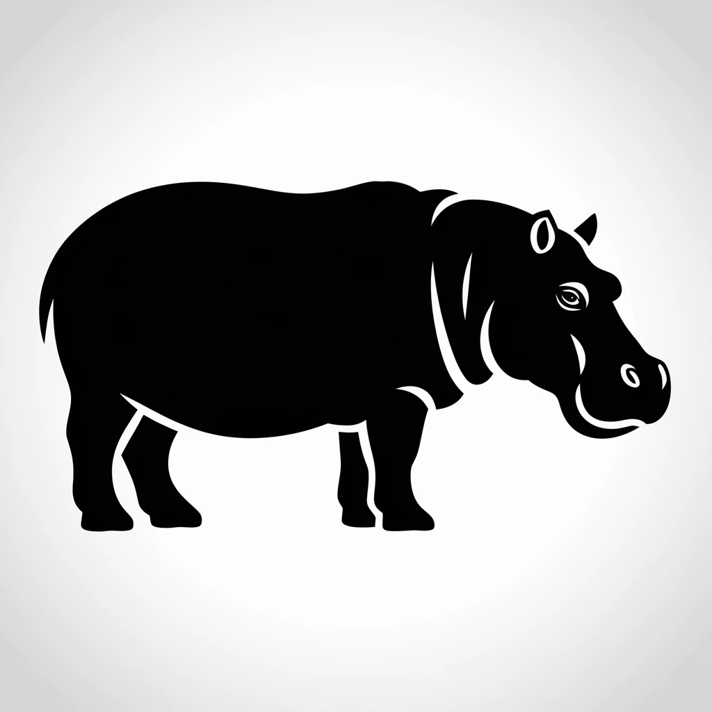Hippo icon black silhouette emoji