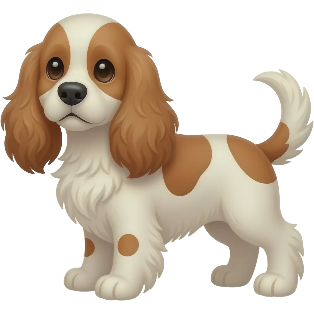 White beige red long curly ear cocker spaniel emoji