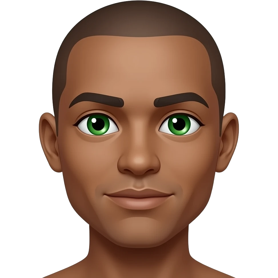 Go-t, bald, green eyes, dark skinned emoji