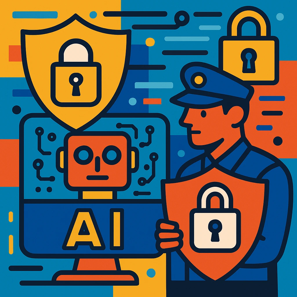 ai security, vibrant toon style, colorful, dynamic, modern technology theme emoji