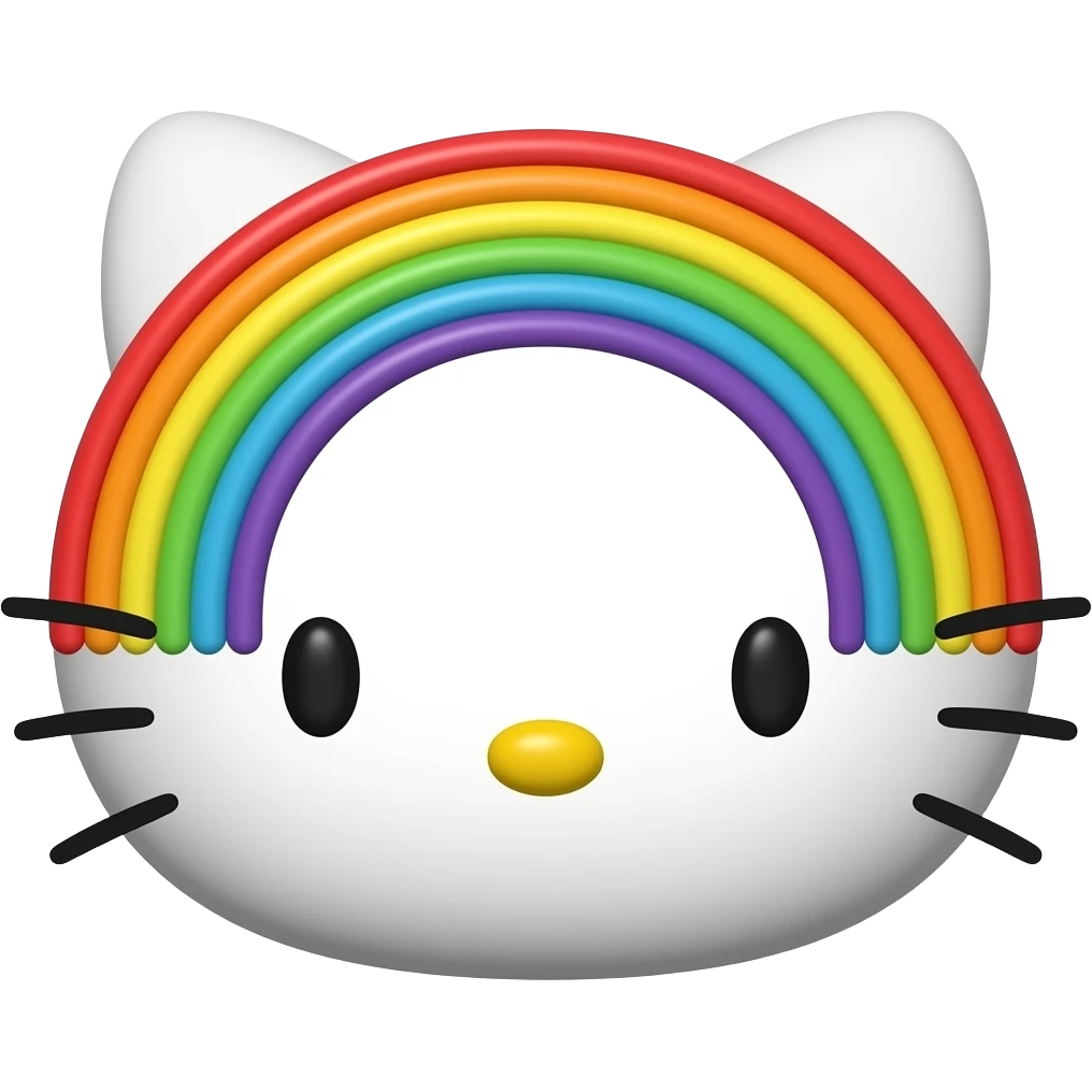 hello kitty face 3d raimbow shadow emoji