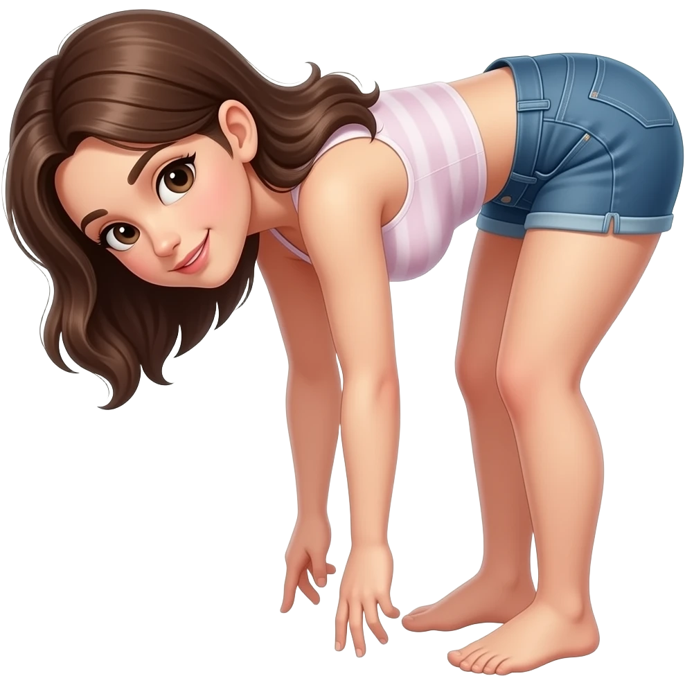 woman bent over with shorts emoji
