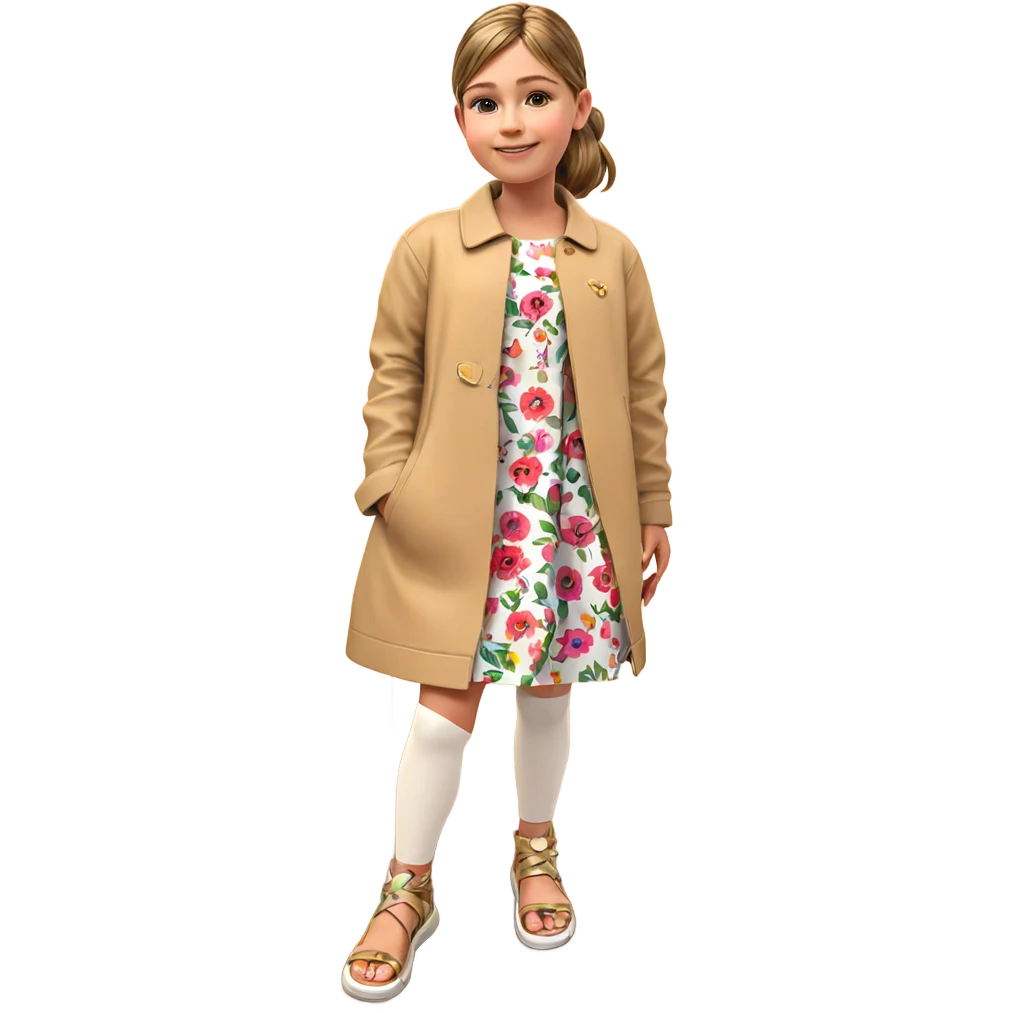 smiling girl in floral dress emoji