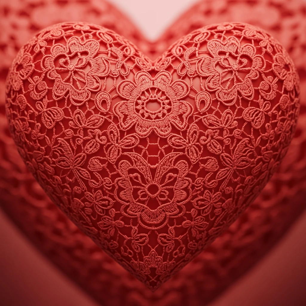 heart with intricate lace pattern, ultra detailed emoji