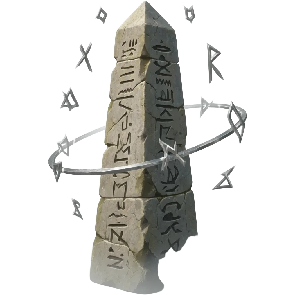 Ancient floating obelisk surrounded by rotating runes emoji
