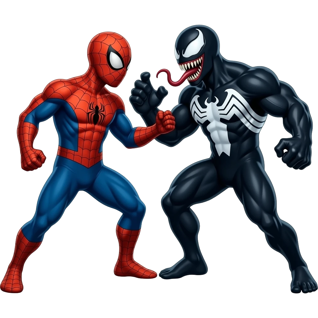 Spiderman and venom fighting emoji